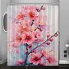 Plum Tree Pattern Digital Print Shower Curtain, Bathroom Renovation Home Decoration, Free Hooks