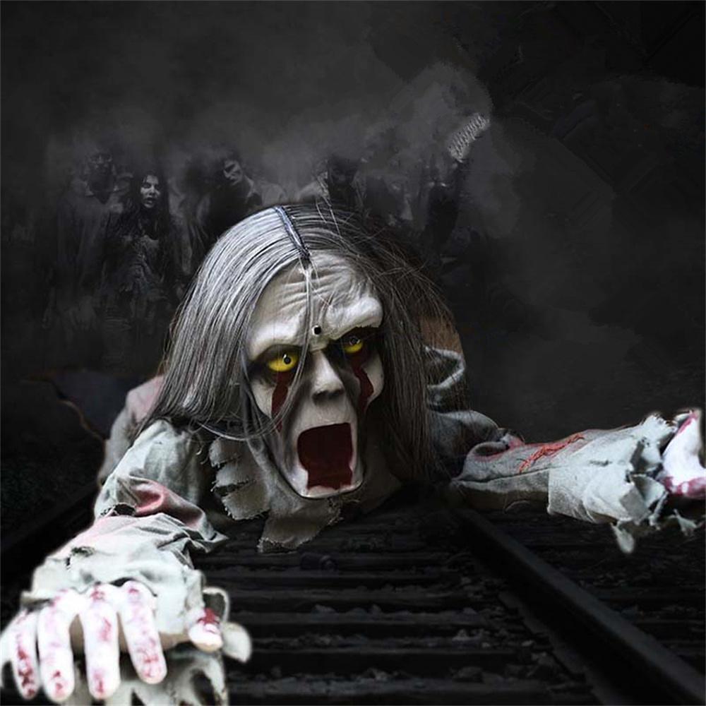 Long Hair Crawling Ghosts Scary Electric Voice Red Eye  Halloween Decorations