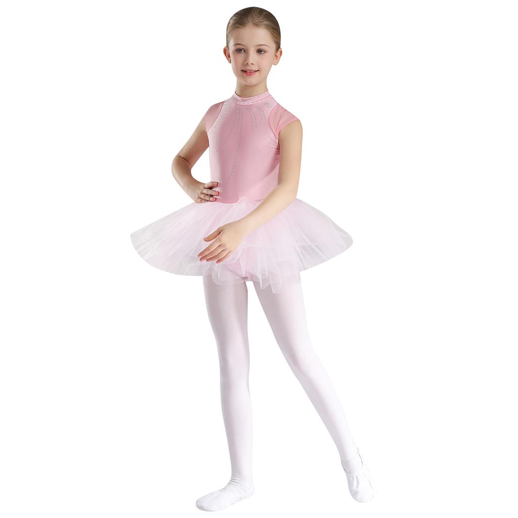 Ballet Leotards for Girls Toddler Leotard with Tutu Skirt Dance Tutu Dress Shiny Rhinestones Performance Dresses