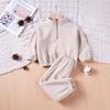 Korean Style Fleece Sweatshirt Set for Kids - Half-Zip, Warm Two-Piece for Boys & Girls Ages 1-6, Autumn/Winter Wear