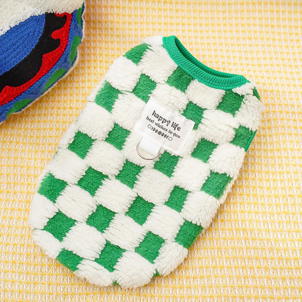 Autumn and Winter Pet Dog Dog Cat Clothes Accessories Checkerboard Teddy Than Bear Baby Clothes Small and Medium Dog Corgi