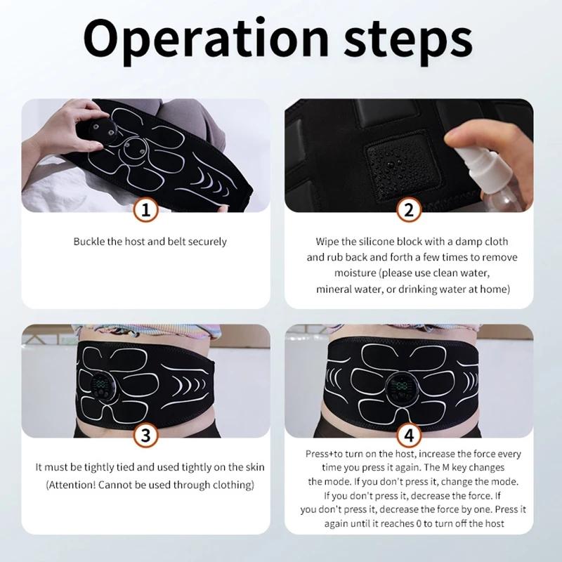 120cm Smart EMS Muscle Stimulator Slimming Belt Abdominal Muscle Trainer Toner Body Shaping Weight Loss Fitness Equiment