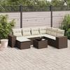 VidaXL Garden Lounge Set with Cushions 8 Pcs, Patio Sofas, Furniture Set, Outdoor Terrace Furniture, Brown 3222912