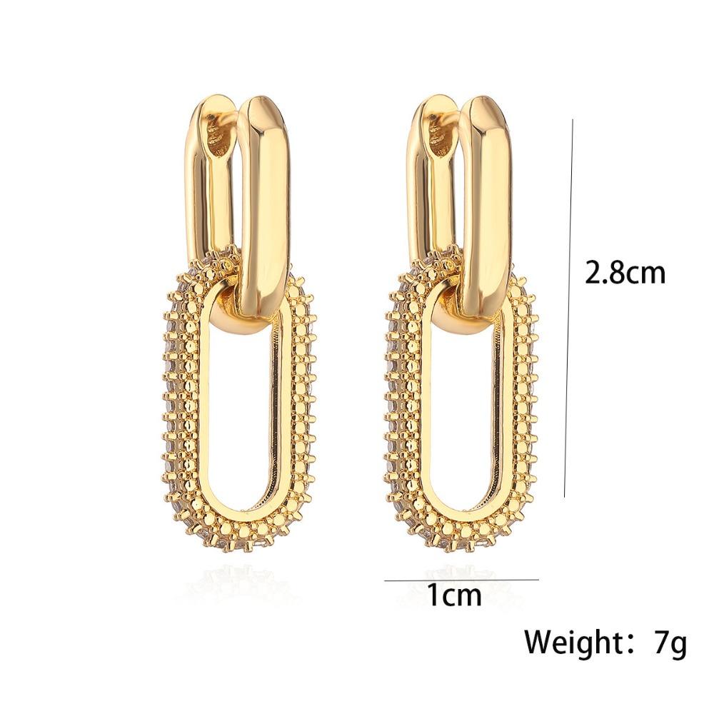 Gold Color Round Hoop Earrings Retro Accessories Luxury Drop Earrings  Women