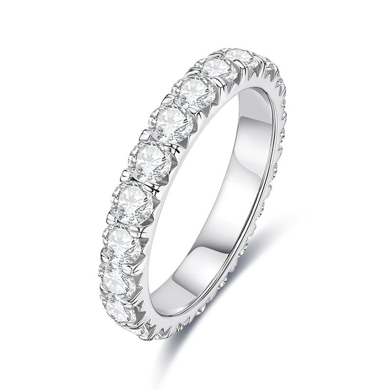 AnuJewel 3mm 2-3ct D Color Moissanite Wedding Band Ring 925 Silver Eternity Band Engagement Rings for Women