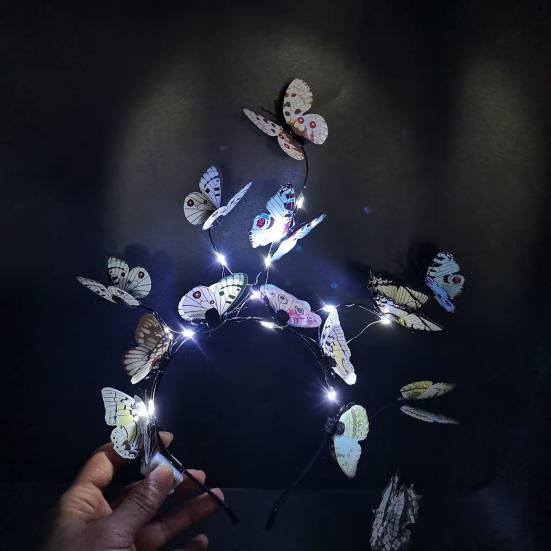 Женская рождественская лента для волос, светящаяся светодиодная подсветка, различные бабочки-чародеи, эластичная противоскользящая обруч для новогодней вечеринки, аксессуары для волос, реквизит для фотосессии