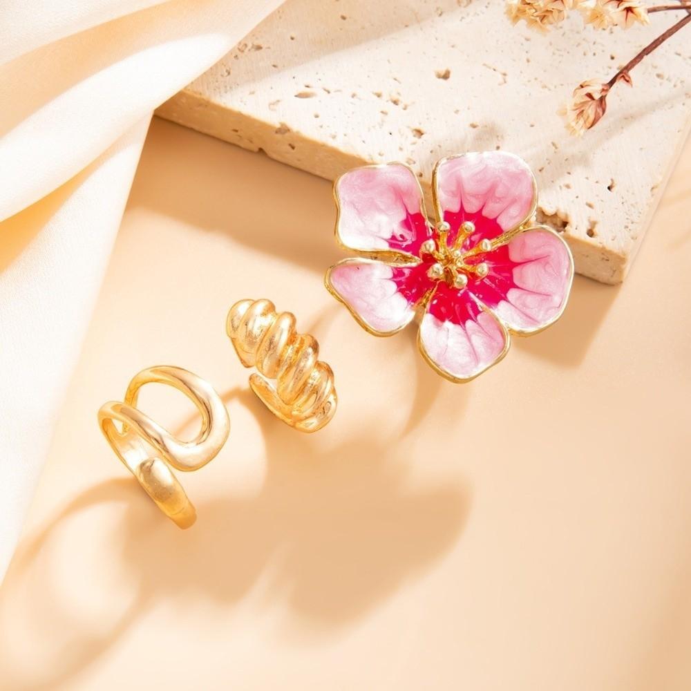 3Pcs/set Flower Shape Toe Ring Geometric Outline Geometric Jewelry Flower Toe Band Vacation Outfit
