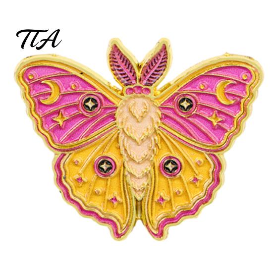 Enamel Moth Brooch Vintage Brooch, Cartoon Insect Alloy Lapel Pin, Men Women Jewelry Accessories for Suit Dress Coat Scarf Animal Backpacks Badge