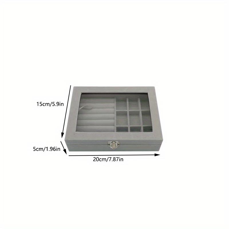 20*15*5 см 1 шт. Пылезащитная бархатная коробка с откидной крышкой для хранения ювелирных изделий, большая вместимость, прозрачный дисплей, портативная коробка для сережек, колец, ожерелий.