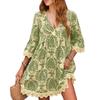 ZANZEA Праздничное повседневное кружевное женское платье с V-образным вырезом и рукавом 3/4, летнее свободное платье с принтом