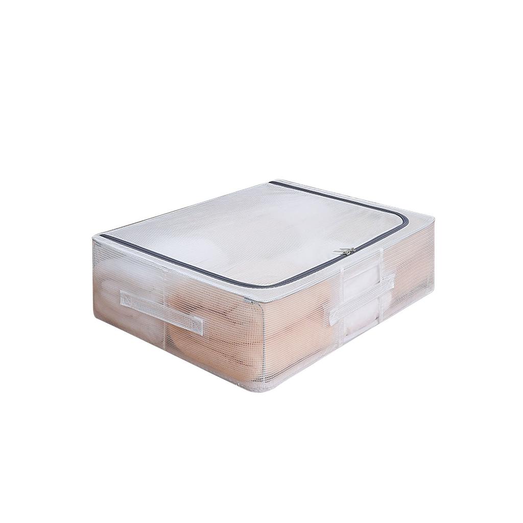 Transparent Mesh Clothes Organizer with Lid Large Capacity Moisture Proof Clothing Storage Box for