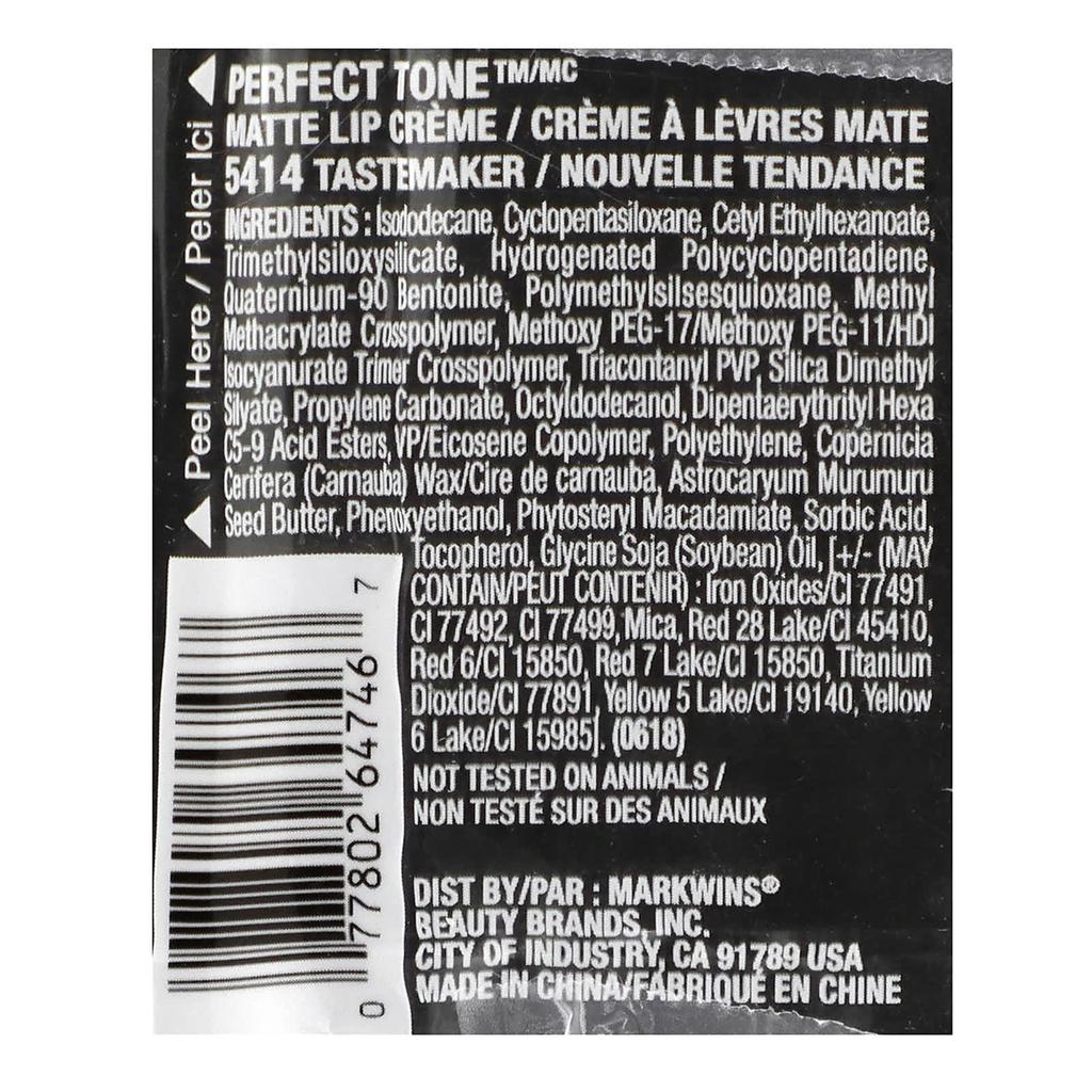 Perfect Tone, Matte Lip Cream, 5414 Tastemaster, 5.1 Ml (0.17 Fl Oz)