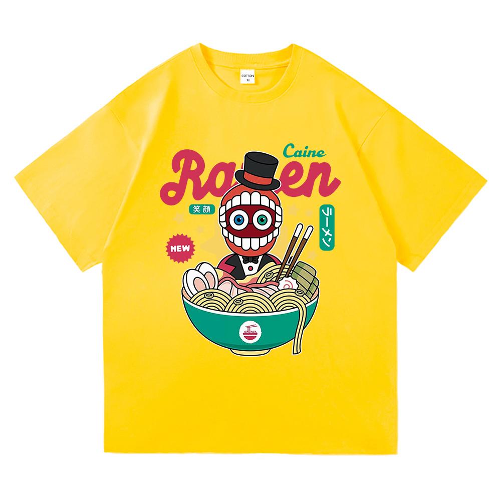 Футболка Amazing Digital Circus Jax Ramen, модная мужская, забавная, футболка Caine Pomni, унисекс, милая, кролик, лапша, хлопковые футболки, рубашки