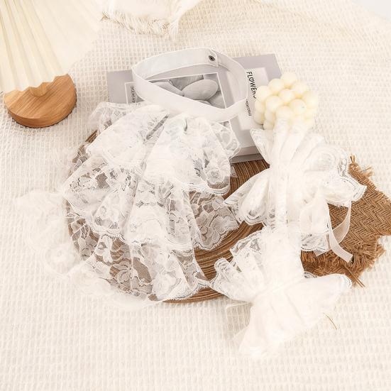 Ruffle Collar And Cuffs Clown Ruffle Collar White Black Lace Jabot Retro Victorian Collar for Cosplay Halloween Costume Party Accessory