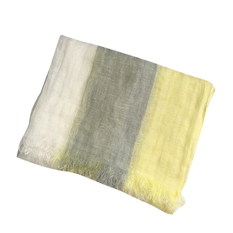 Spring and Summer Versatile Wide Striped Linen Women's Scarf