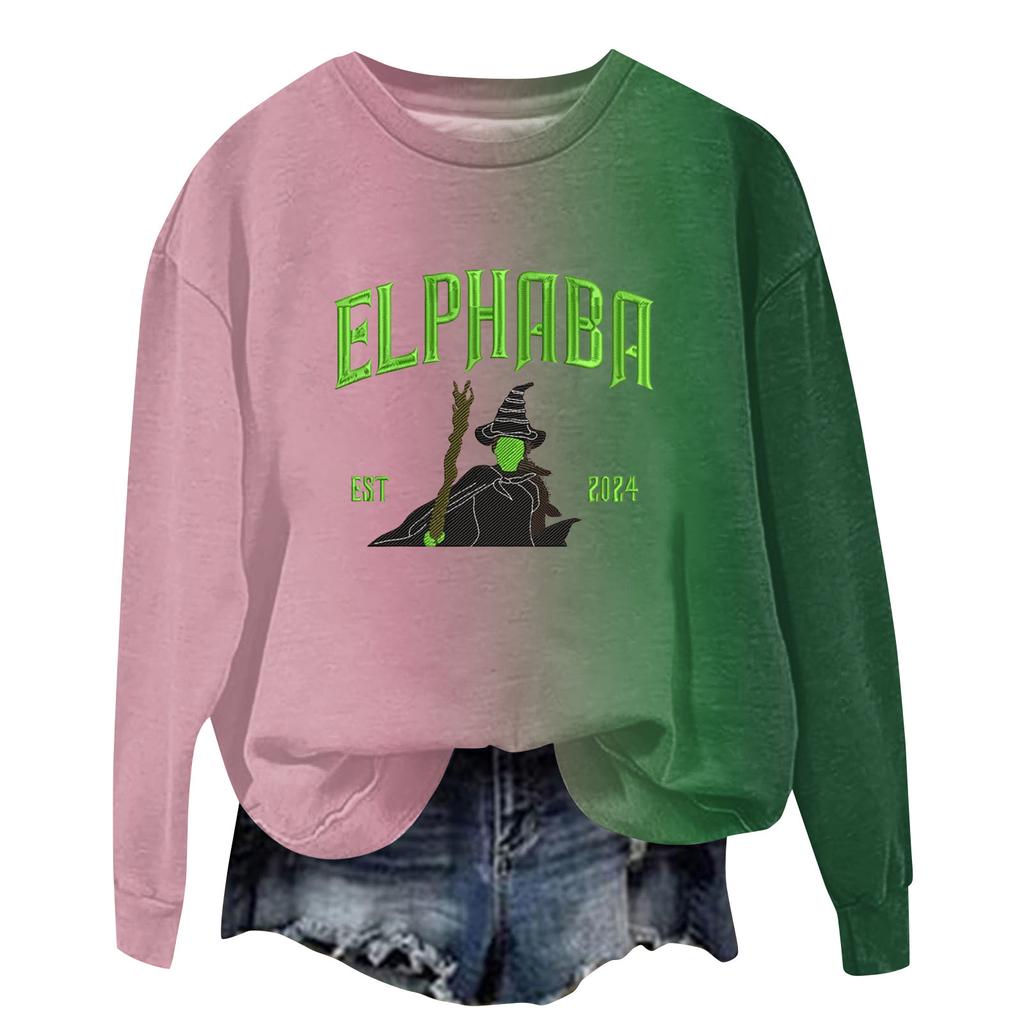 Женская модная повседневная футболка с рукавами реглан и принтом ведьмы с круглым вырезом