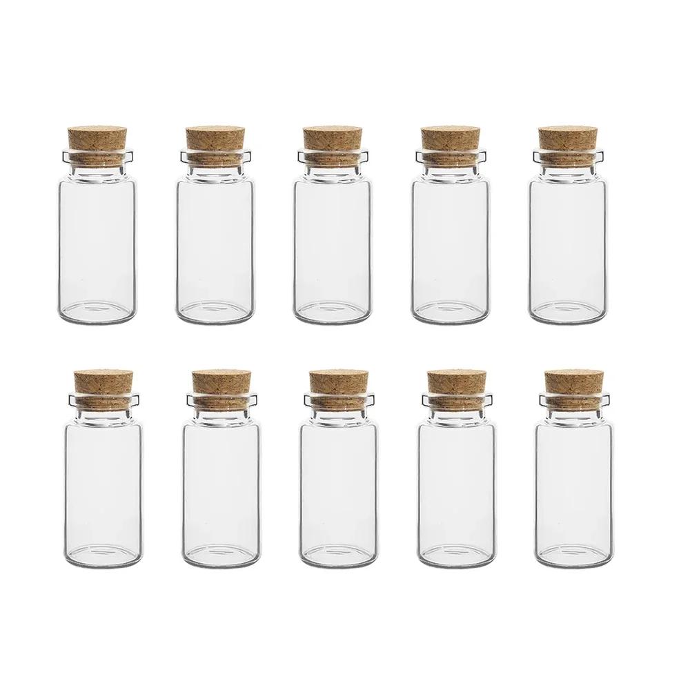 10Pcs Mini Clear Glass Bottles with Cork Stopper Wishing Drifting Bottles Wedding Party Decor DIY Craft Glass Spice Jars Vials
