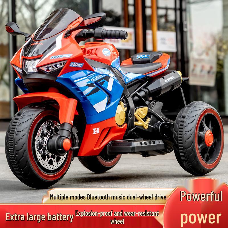 Электрический трехколесный велосипед для детей с пультом управления, двойным приводом, аккумуляторной батареей, подходит для мальчиков и девочек.