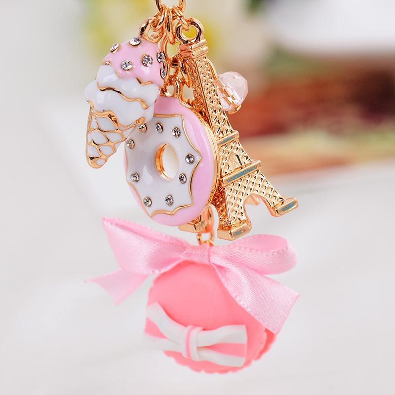 Macaron Cartoon Cookie Keyring 2024 New Korean Cute Resin Food Charms for Lady DIY Jewelry Making Accessories Handmade Keychains