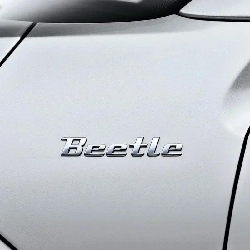 BNT1 3D Metal logo Sticker Beetle Emblem Badge Chrome Black Red Letter Decal For Volkswagen VW Beetle Rear Trunk Decor Accessories FY1