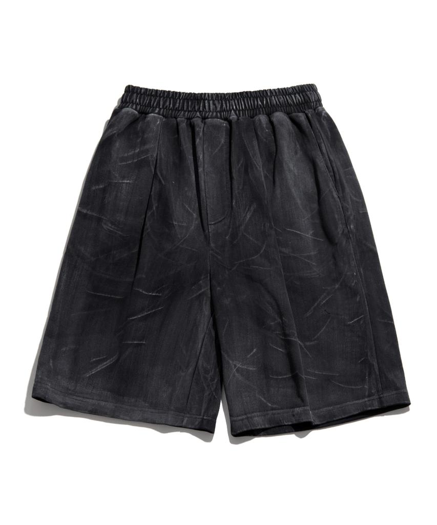 UNLC Dirty Hand-Painted Bermuda Pants Black