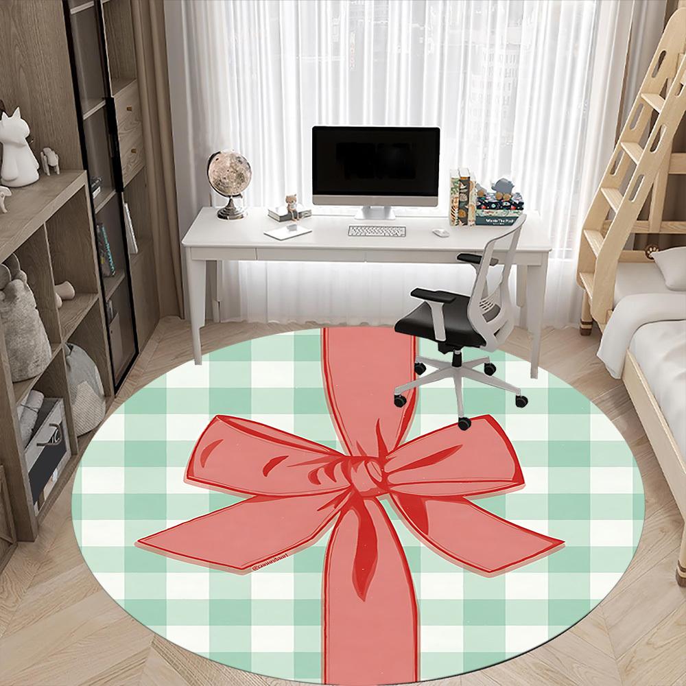 1pc Bow Ribbon Chair Carpet for Office Non Slip, Lightweight, Machine Washable Rug for Office Holiday Decor