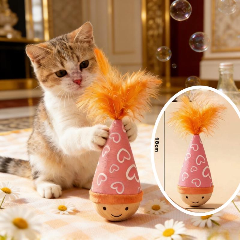 Перо-качалка Игрушка для кошек Интерактивная Движущаяся Игра Прочный Нейлон Кошачья Охота Тренировка Самостоятельная Игра Ежедневный Отдых Подарок для питомца на праздник