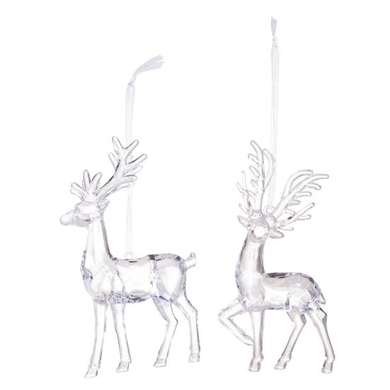 Elk Pendant Acrylic Reindeer Ornament Christmas Tree Clear Deer Dancing Hanging Figurine Xmas Tree Party Supplies