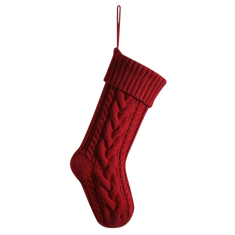 Large Christmas Stockings Knitting Xmas Socks Family Party Christmas Decorations Kids New Year Gift Bag Knit Santa Claus Socks