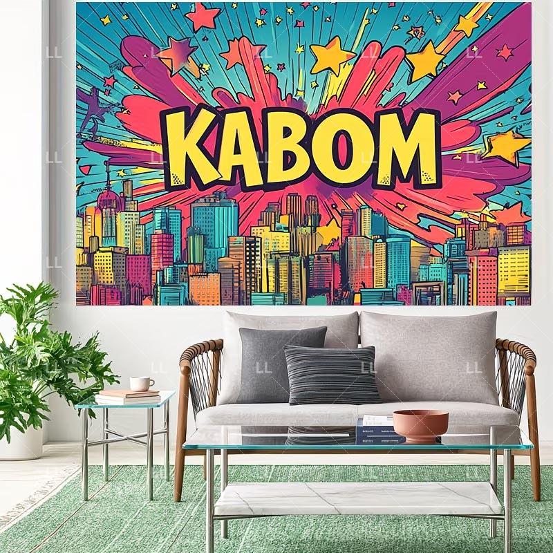 Superhero City Birthday Party Supplies Backdrop Comic Style Building Landscape Decoration Baby Shower Photo Backdround Kid Gift551