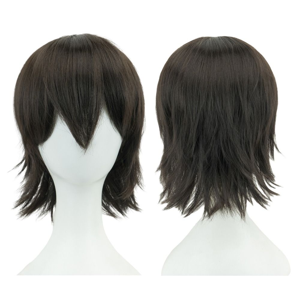 Heat Resistance Unisex Short Cosplay Hair Synthetic Anime Layered Wigs BOB Wigs with Bangs Boy