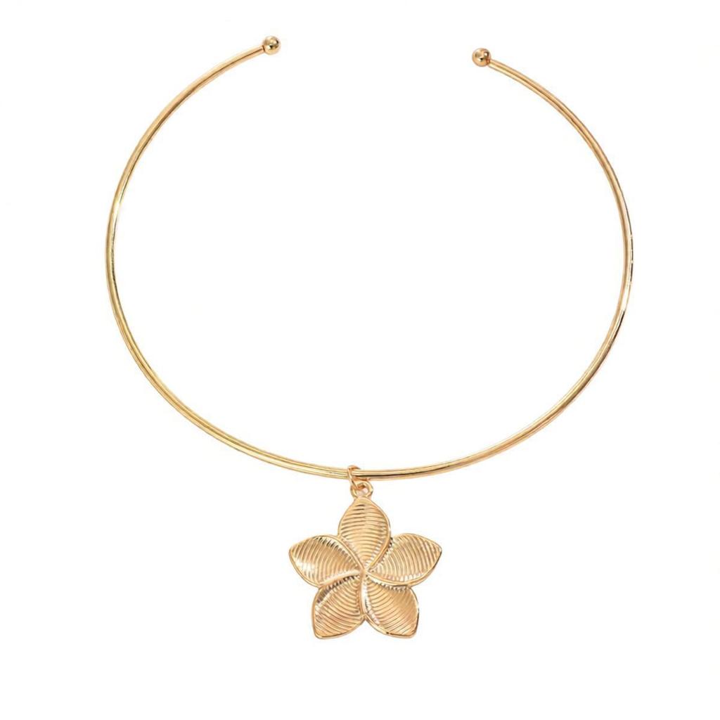 Elegant Retro Metal Flower Pendant Choker Necklace