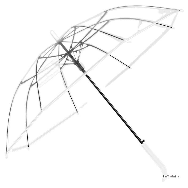 Стильный прозрачный зонт с 16 спицами для двоих - Длинная ручка, Большой размер для женщин, Одобренный инфлюенсерами японский дизайн