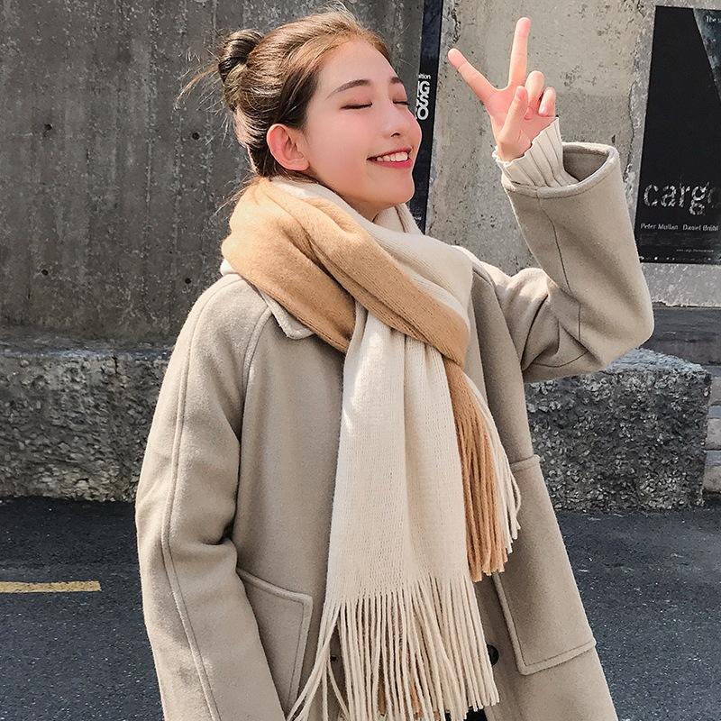 New Scarf for Women In Autumn and Winter Korean Version Warm and Versatile Student Couple Soft Girl Ins Ladies Knitted Scarf Men