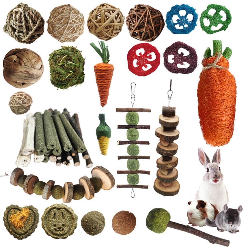 Wood Durable And Stylish Chew Toys Set For Rabbit Guinea Animal Chew Toys Chew Toys Bundle