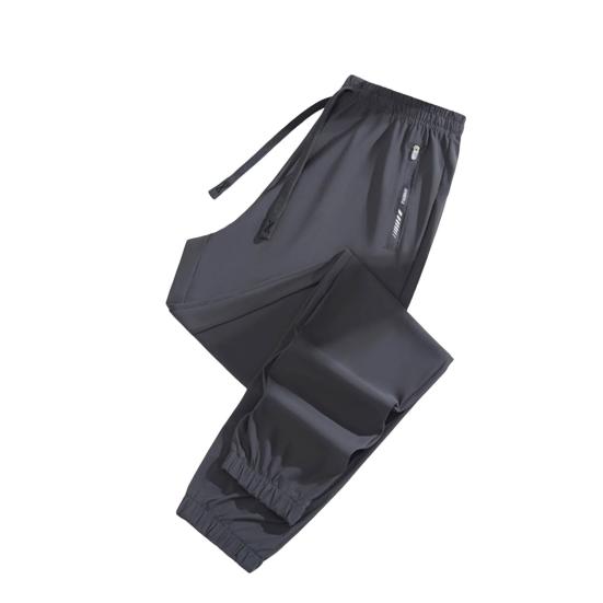 Unisex Summer Ice Silk Pants Thin Loose Straight Leg Cooling Trousers Drawstring Elastic Waist Slacks Quick-drying Solid Color Sweatpants