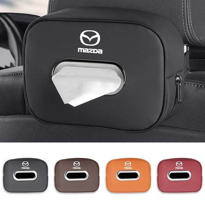2025 Hot 1pcs Car Tissue Organizer Bag Paper Towel Storage Box For Mazda 2 3 6 BM GJ CX-5 CX5 KE KF CX-3 CX7 CX-8 Styling Access