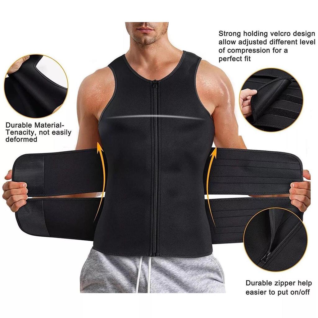 Men's Double Belt Vest Shapewear with Reinforced Sweat-Enhancing Rubber Corset for Waist and Abdomen Support