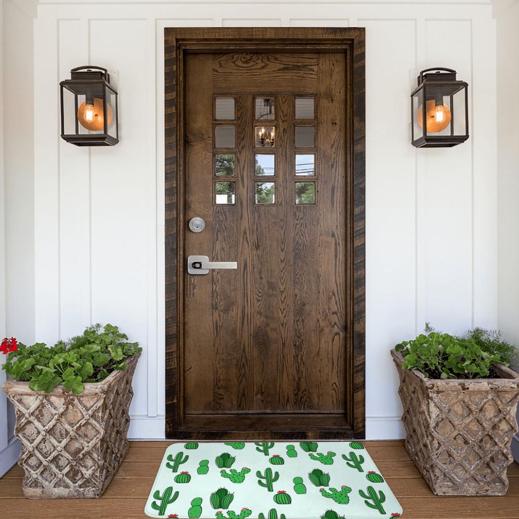 Cute Desert Cactus Succulents Front Door Mat Anti-Slip Outdoor Quick Dry Cacti Plants Doormat Bedroom Entrance Rug Carpet