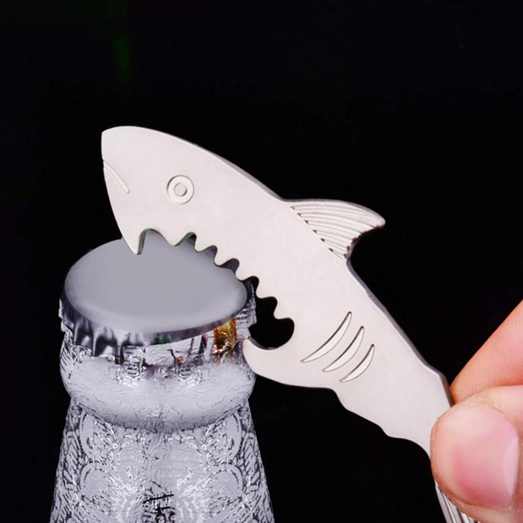 Брелок-открывалка для бутылок в форме акулы, брелок в форме кольца из цинкового сплава, открывалка для пивных бутылок, креативный брелок-штопор, подвеска, подарок для вечеринки