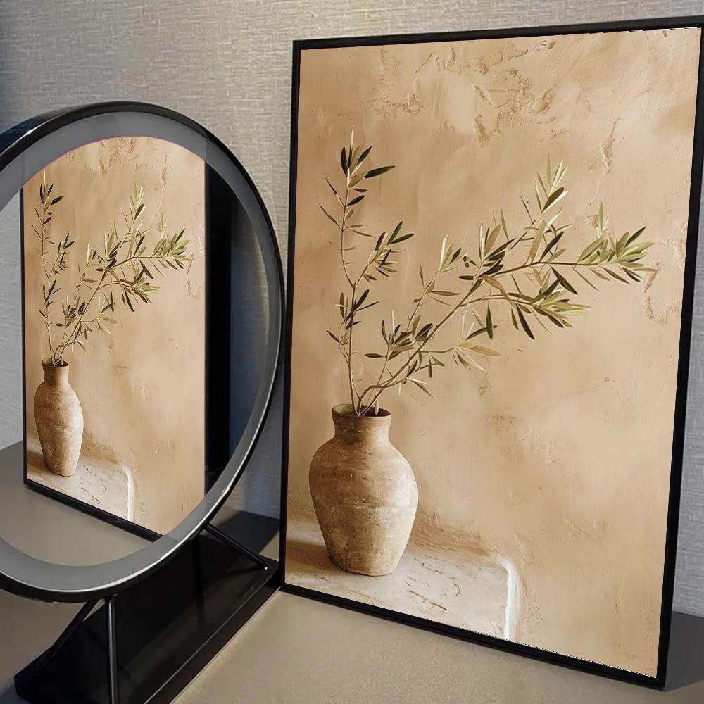 1 шт. Винтажное минималистичное настенное искусство Италия Оливковое дерево в вазе Плакат Самоклеящаяся художественная водонепроницаемая бумажная наклейка Декор для стен