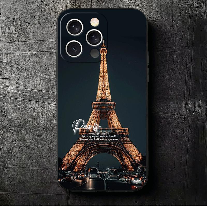 Франция Эйфелева башня Париж Мягкий чехол для телефона для iPhone 16 16E 17 Air 15 Pro Max 14 Plus 13 Mini 11 12 7 Черный чехол Задняя панель