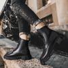 Genuine Leather Motocross Boots For Men Handmade Men Casual Shoes 2024 New Men's Basic Boots High Top Male Lace-Up Walking Shoes