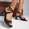 Мода 2025 Лето Новые Женские Сандалии Квадратный Носок Массивный Высокий Каблук Женская Обувь Мода Перекрестный Ремешок Пряжка Женские Римские Сандалии на Каблуке