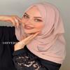 Luxury Hijab Scarf Abaya Chiffon Muslim Women Wear Wedding Turbans Hand Embroidered Sequin Accesoires