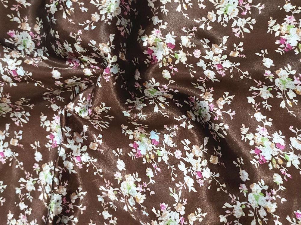 Большая Цветочная Ткань из Шелкового Сатина для Ципао, Подкладки и Ленты для Головного Убора