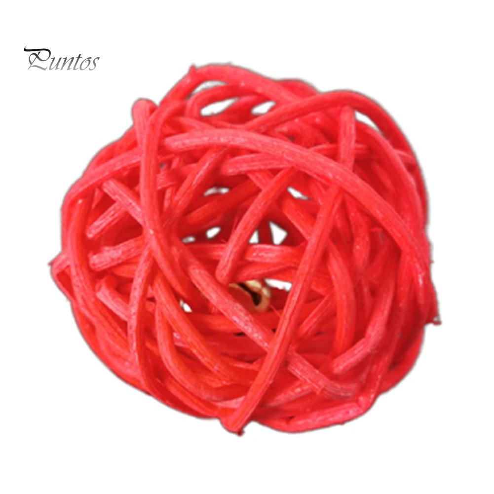 Разноцветный ротанговый мячик-жевалка со звуком и колокольчиком для кошек и котят