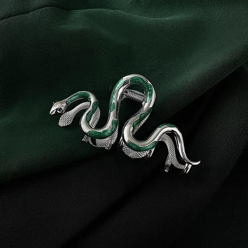 Зажим для волос Wind Bending Green Snake Grab Clip Female Premium Sense Extra Large Hair Volume Spinner Back Head Disc Hair Clip Shark