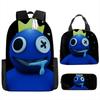Rainbow Friends Kids School Backpack Set Elementary Students - Oxford Fabric Dual Strap Bag With Lunch Pouch Pencil Case