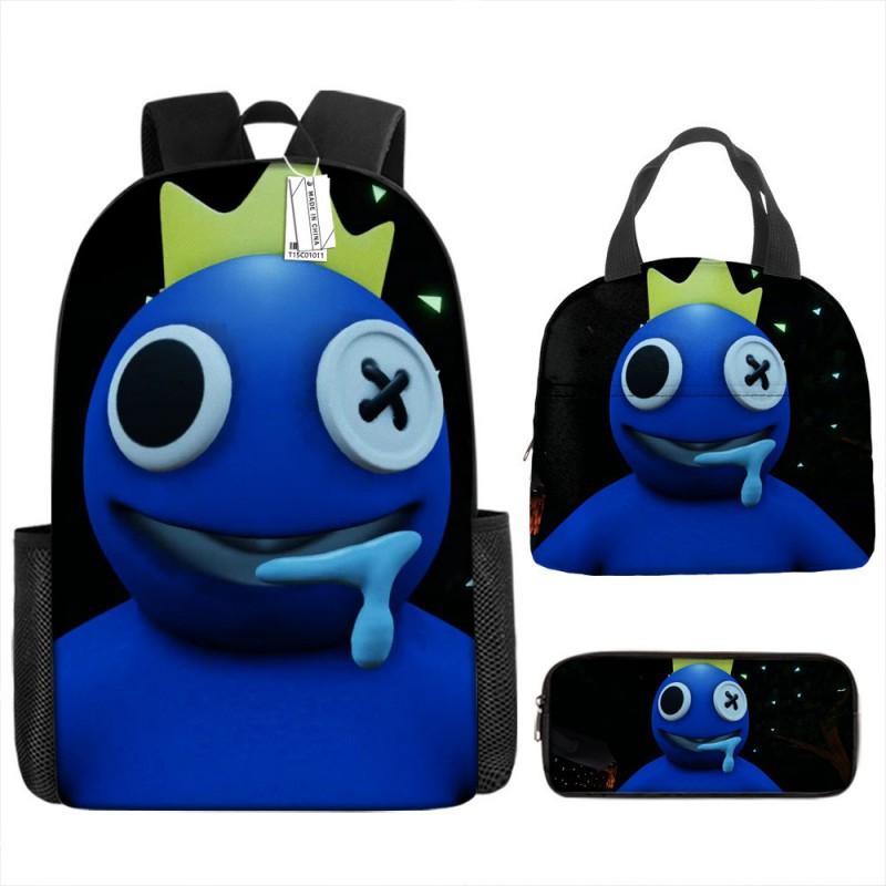 Rainbow Friends Kids School Backpack Set Elementary Students - Oxford Fabric Dual Strap Bag With Lunch Pouch Pencil Case